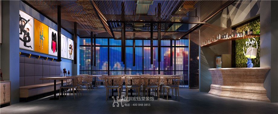 鄭州簡約時尚的韓式燒烤餐廳裝修設(shè)計案例