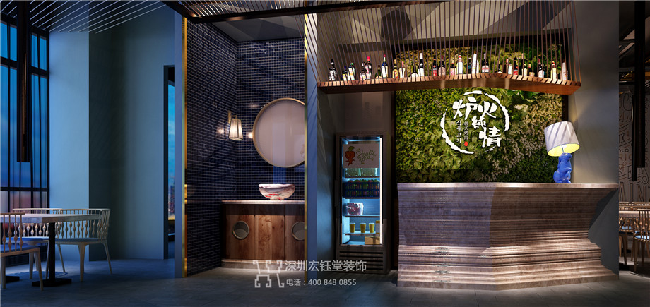 鄭州爐火純情韓式主題燒烤餐廳設(shè)計效果圖