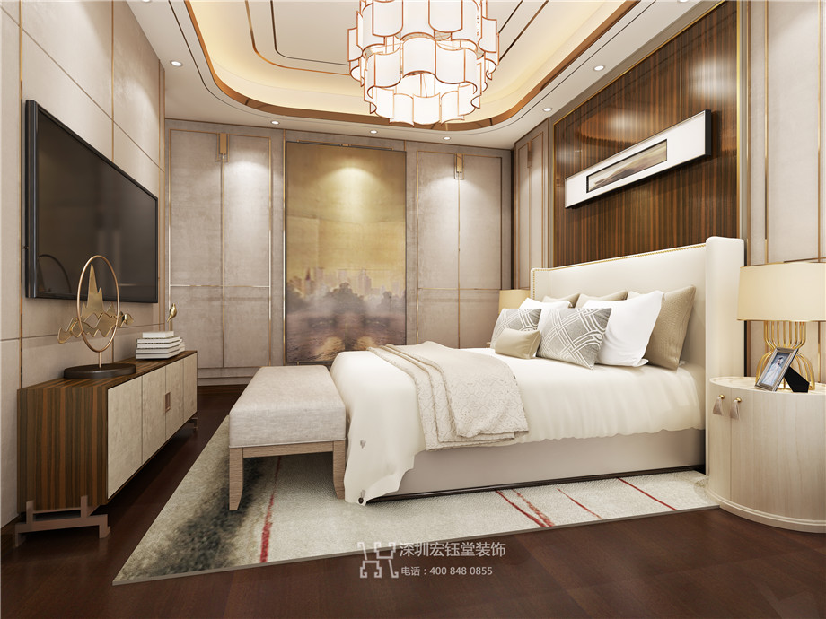 濮陽江南里現(xiàn)代中式別墅樣板間臥室裝修設計方案 濮陽江南里現(xiàn)代中式別墅樣板間臥室裝修設計方案