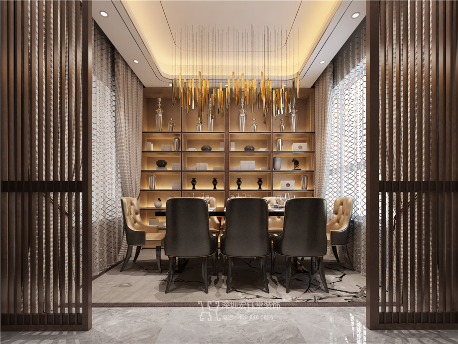 濮陽江南里現(xiàn)代中式別墅樣板間餐廳裝修設計案例 濮陽江南里現(xiàn)代中式別墅樣板間餐廳裝修設計案例