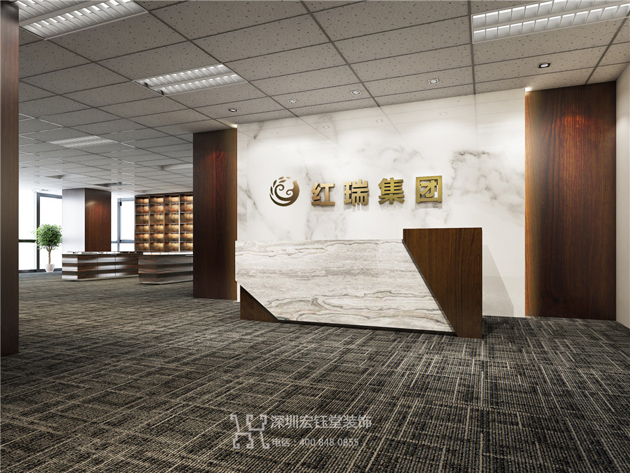 河南紅瑞樂幫健康管理公司辦公室前臺(tái)裝修設(shè)計(jì)效果圖