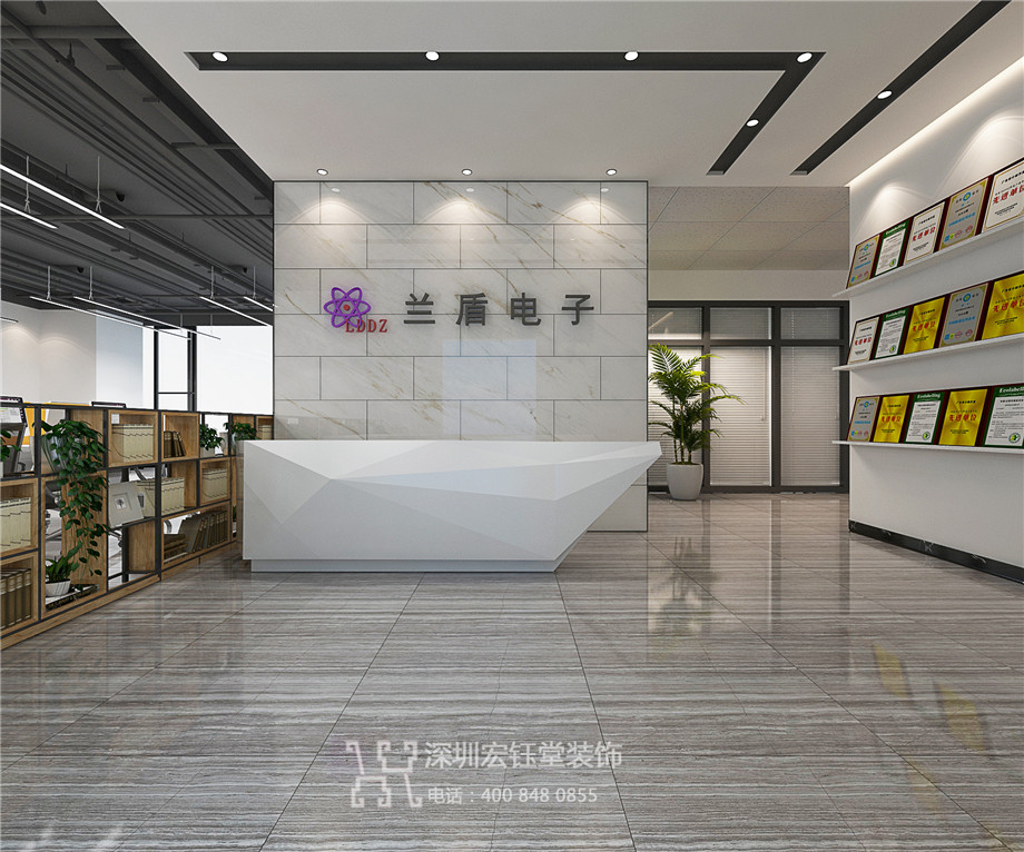 鄭州蘭盾電子現(xiàn)代簡約風(fēng)企業(yè)辦公室前臺裝修設(shè)計圖 鄭州蘭盾電子現(xiàn)代簡約風(fēng)企業(yè)辦公室前臺裝修設(shè)計圖