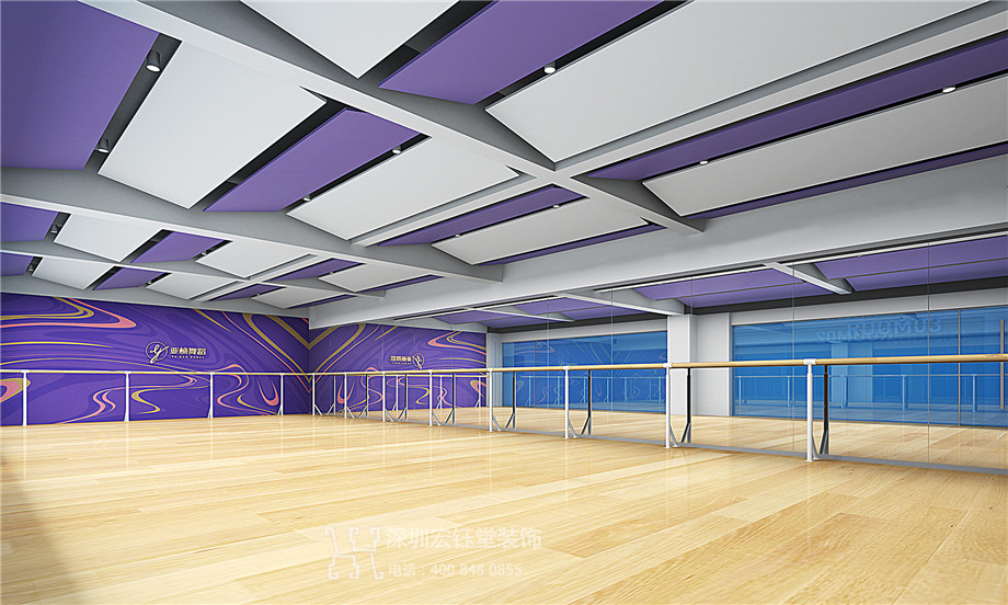 鄭州亞楠舞蹈藝術(shù)培訓(xùn)學(xué)校裝修設(shè)計(jì)效果圖-舞蹈排練室效果圖