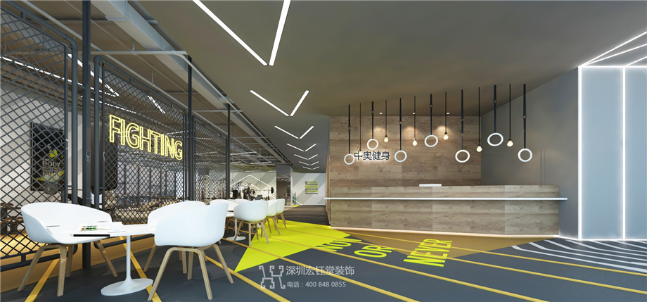 鄭州中奧時尚工業(yè)風(fēng)健身房裝修設(shè)計方案效果圖