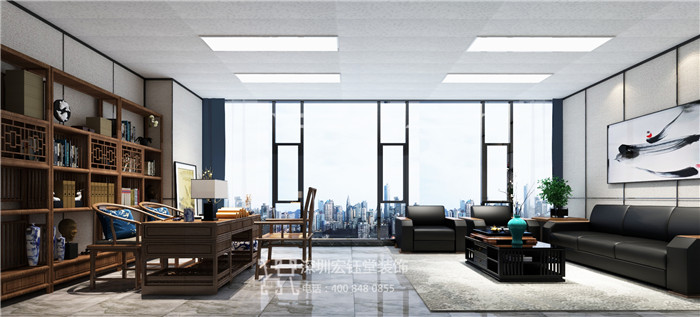 中式董事長(zhǎng)辦公室布置裝修效果圖