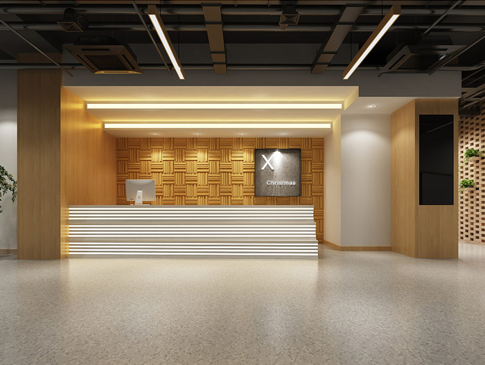 原木色時尚簡約風(fēng)少兒英語培訓(xùn)機(jī)構(gòu)前臺裝修效果圖