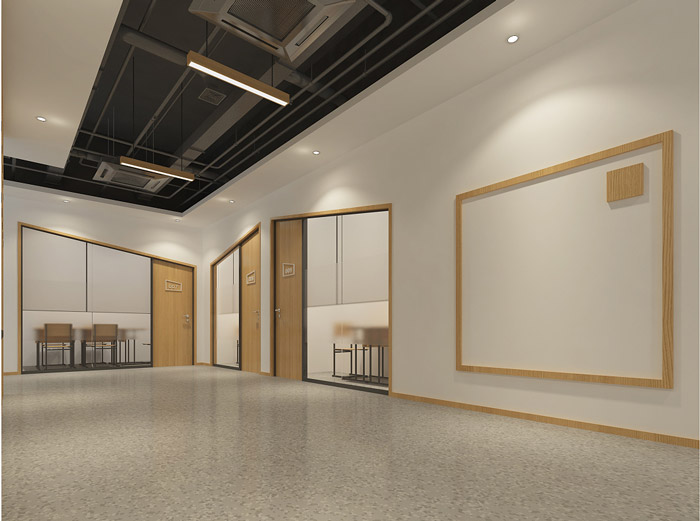 原木色時尚簡約風(fēng)少兒英語培訓(xùn)機(jī)構(gòu)教室裝修效果圖