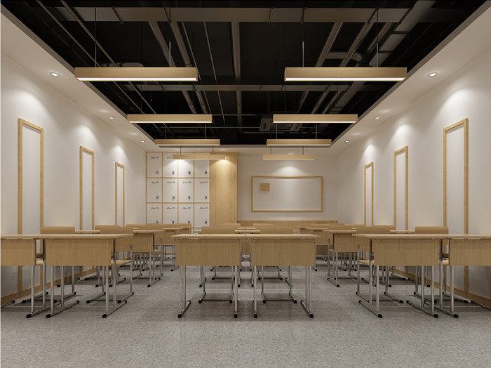 原木色時尚簡約風(fēng)少兒英語培訓(xùn)機(jī)構(gòu)教室裝修效果圖