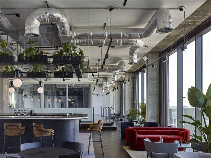 簡約工業(yè)風大空間休息區(qū)設計效果圖