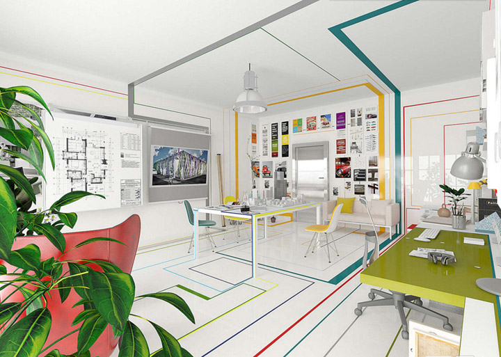 彩色線條辦公室設(shè)計(jì)案例