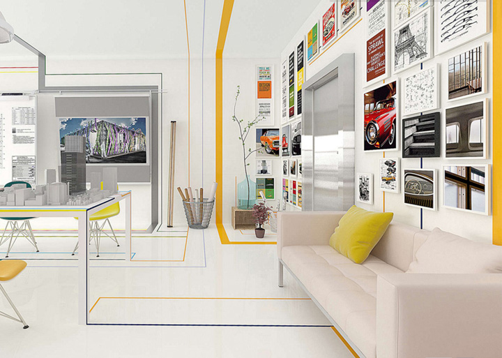 彩色線條辦公室裝修設(shè)計(jì)