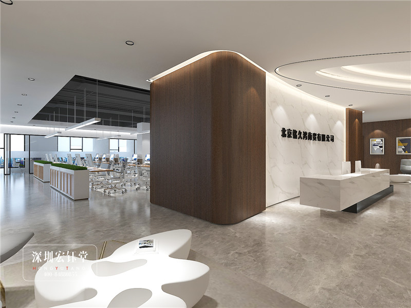 北京銘久鴻河南分公司辦公樓大廳裝修設(shè)計效果圖