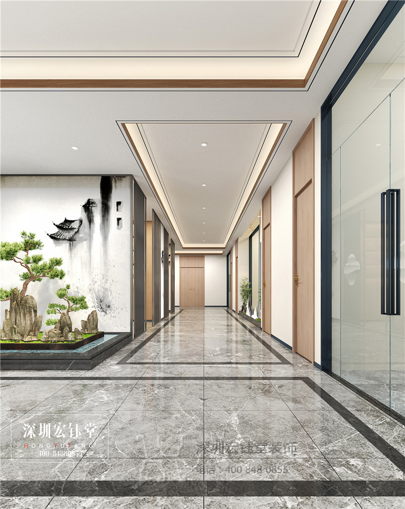 北京銘久鴻河南分公司辦公樓大廳裝修設(shè)計方案