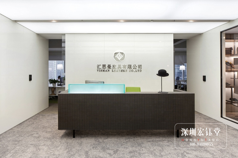 SIMAN皮具公司辦公室前臺(tái)背景墻裝修設(shè)計(jì)圖