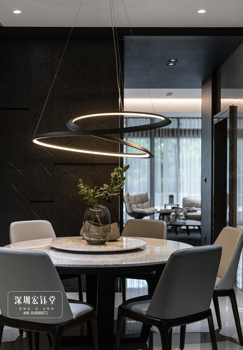 鄭州現(xiàn)代風(fēng)三層獨棟別墅餐廳裝修設(shè)計案例