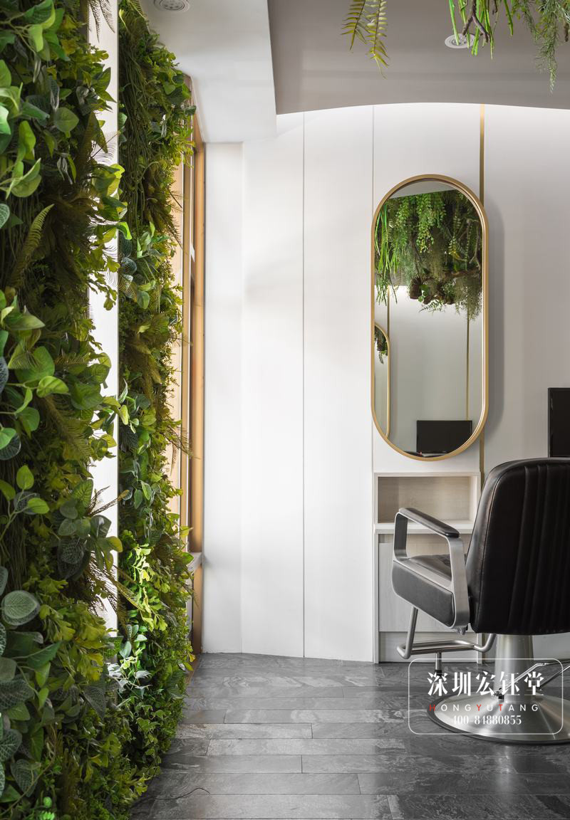 都市綠色花園主題美發(fā)沙龍會(huì)所裝修案例-鄭州宏鈺堂美發(fā)店裝修公司 都市綠色花園主題美發(fā)沙龍會(huì)所裝修案例-鄭州宏鈺堂美發(fā)店裝修公司