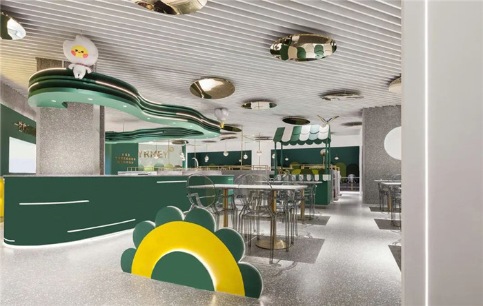 綠洲主題美而美牛排自助餐廳裝修設(shè)計實景圖