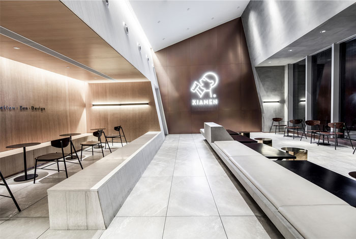 鄭州宏鈺堂分享幾何藝術輕奢風喜茶茶飲店裝修方案