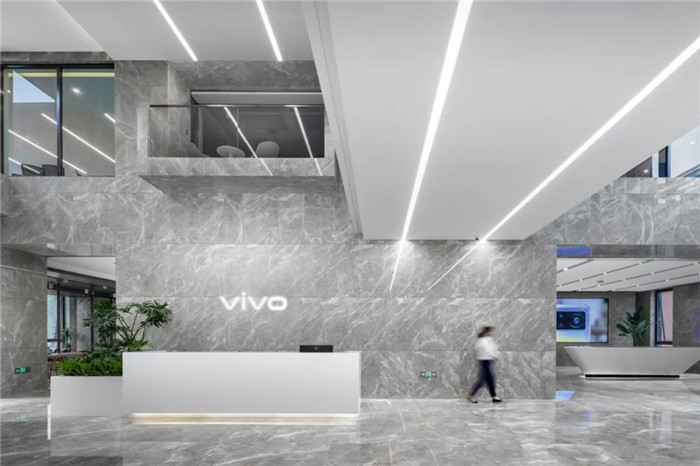 vivo手機北京研發(fā)中心獨棟辦公樓接待大廳裝修設(shè)計方案
