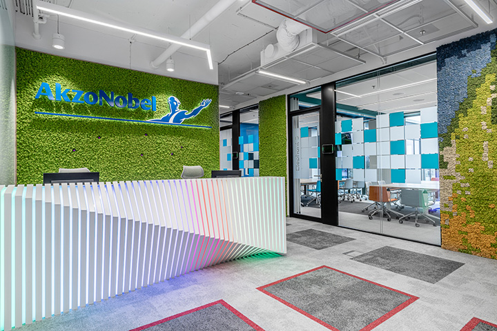 鄭州辦公室裝修玩轉(zhuǎn)色彩 涂料公司創(chuàng)意辦公室前臺(tái)裝修方案 鄭州辦公室裝修玩轉(zhuǎn)色彩 涂料公司創(chuàng)意辦公室前臺(tái)裝修方案